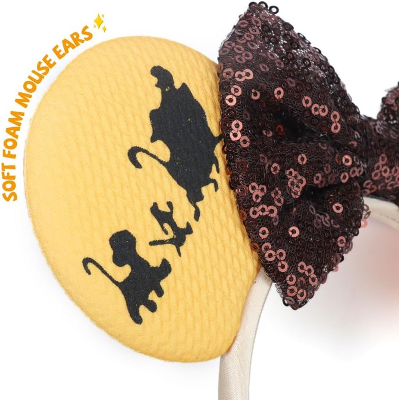 ETLUK Mouse Ears Headband, Animal Mouse Ears with Sequin Bow for Women Girls, Parks Ears for Cosplay Accessories Party (Lion) - Image 4